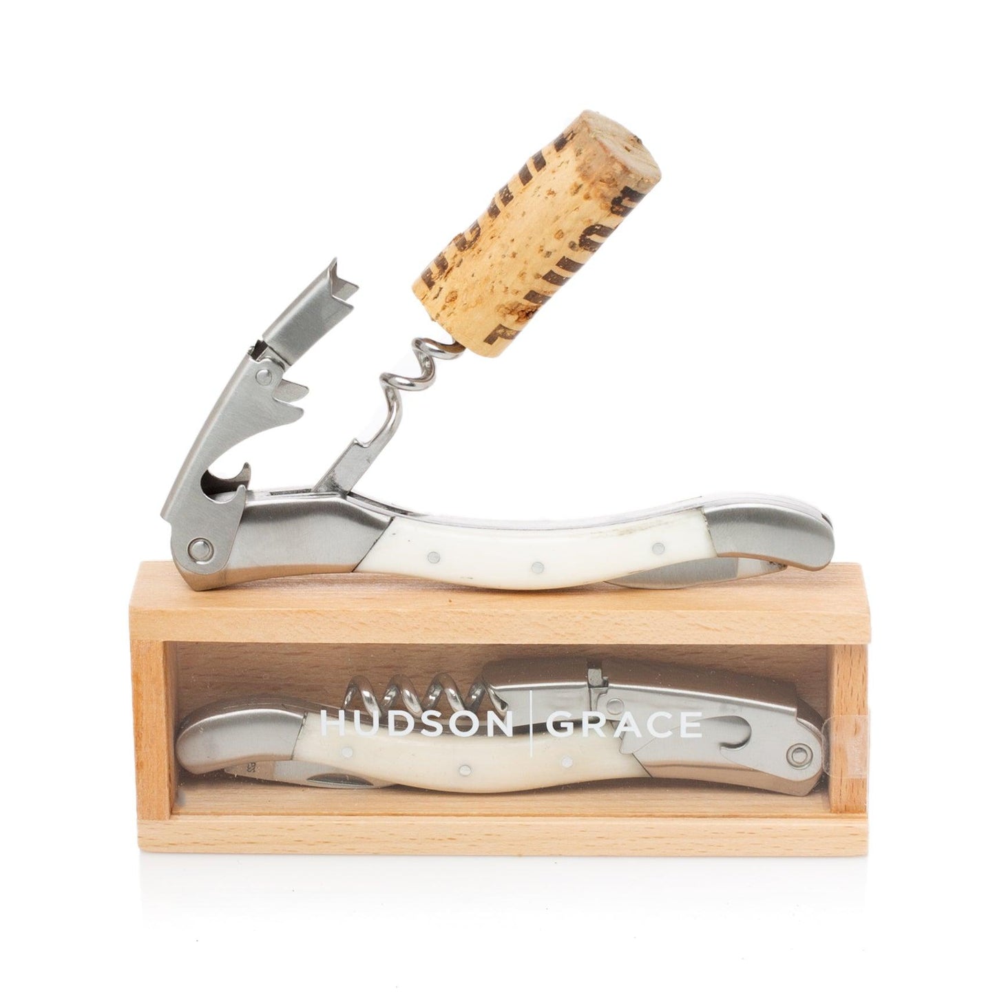 Exclusive Hudson Grace White Corkscrew in Gift Box