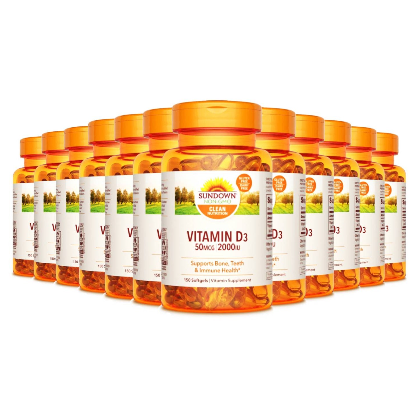 Sundown Vitamin D3 - 50mcg/2000Iu - 150 Softgels Each - 12 Pack