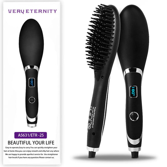 Ionic Hair Straightener Brush by Veru ETERNITY，for Home Salon | MCH Fast 20s Heating Tech with Auto-Off Safety | Anti-Scald with Universal Dual Voltage | Rotatable Power Cord
