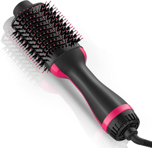Hair Dryer Brush, Blow Dryer Brush, 4 in 1 Hot Air Brush, One Step Hair Dryer & Styler Volumizer with Enhanced Titanium Barrel, Brush Blow Dryer for Women (Red)