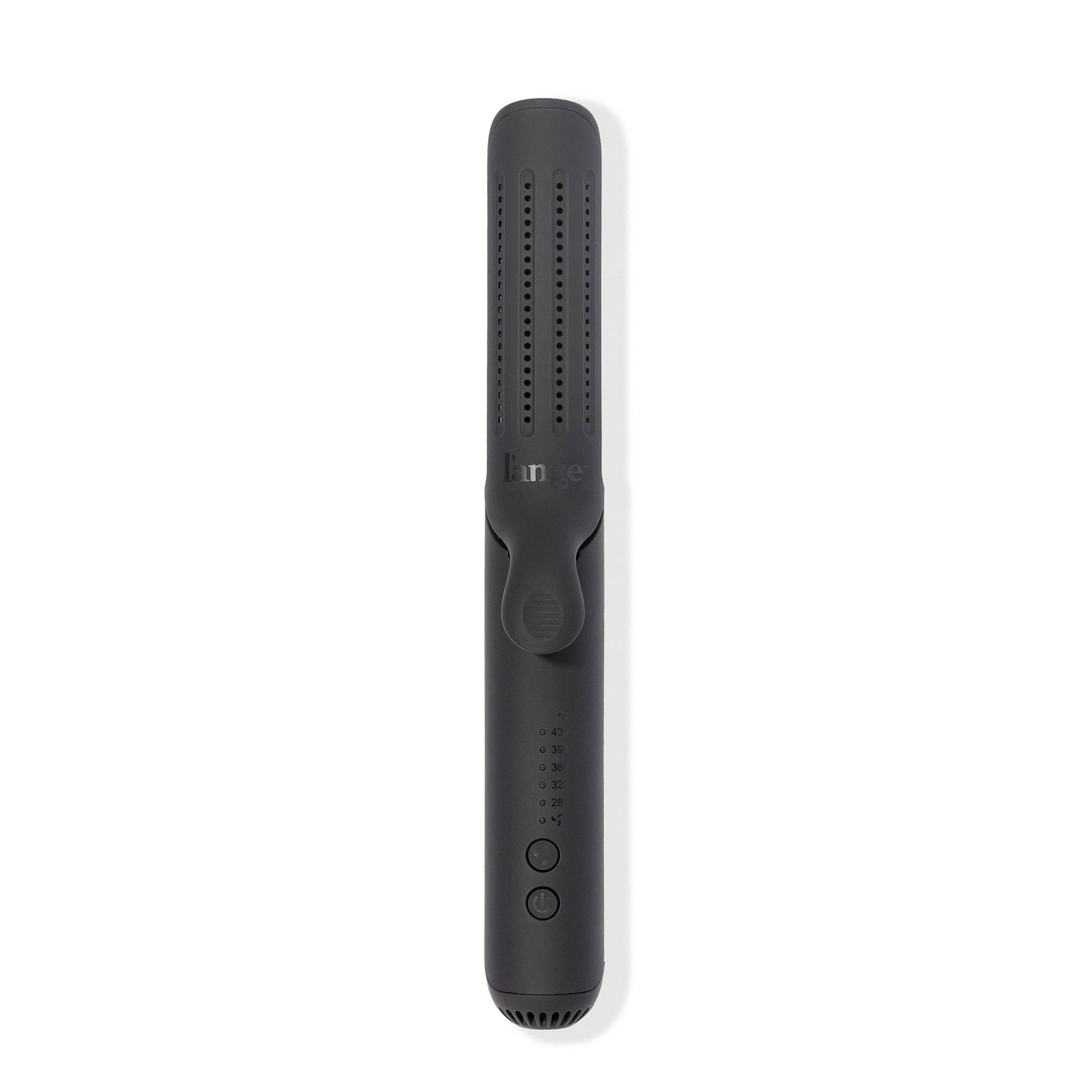 Black Floating titanium plates with rounded edges features cooling air vents with ergonomic handle