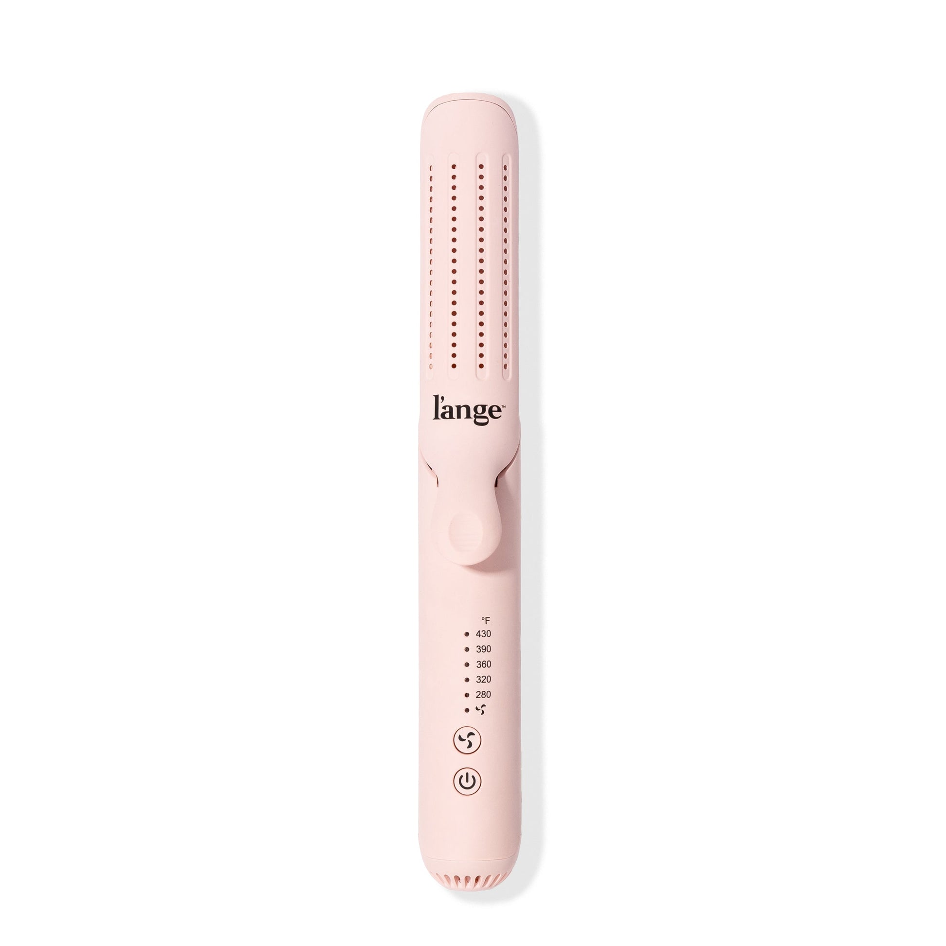 Blush Floating titanium plates with rounded edges features cooling air vents with ergonomic handle