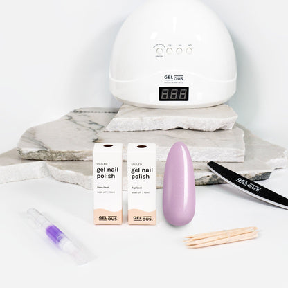 Gelous gel nail polish Lilac Ice Essentials Pack - photographed in New Zealand