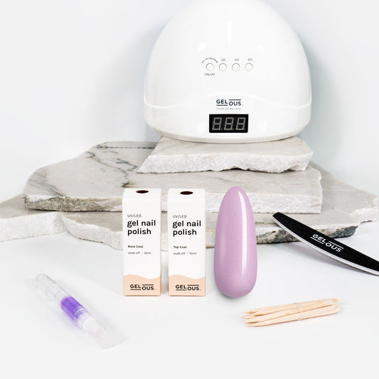 Gelous gel nail polish Lilac Ice Essentials Pack - photographed in New Zealand
