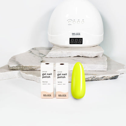 Gelous gel nail polish Neon Yellow Basic Pack - photographed in New Zealand