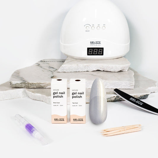 Gelous gel nail polish Pearlescent Oyster Essentials Pack - photographed in New Zealand