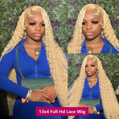 613 Honey Blonde Deep Wave Lace Frontal