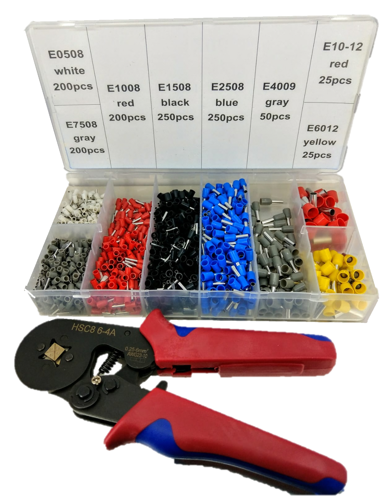 1200pcs Insulated Non-insulated Wire Connector Terminal Kit with Wire Ferrule Crimp Tool