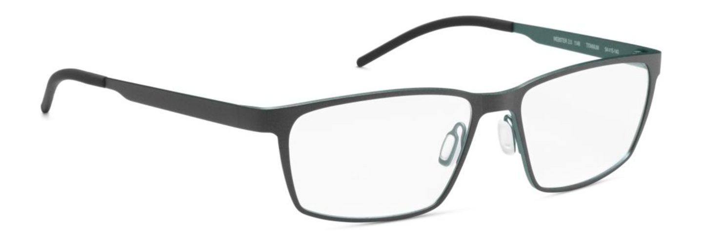 orgreen webster 2.0 male men titanium metal thin lightweight comfortable longlasting rectangular handmade japan danish design 1148 matte black green